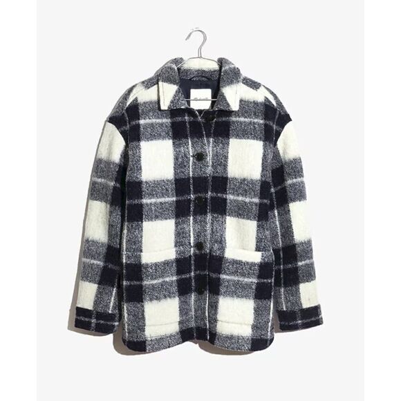 Madewell Walton Shirt Jacket Shacket - Colleton Plaid Marly Plaid Ink Sz S MA304 - Picture 4 of 11